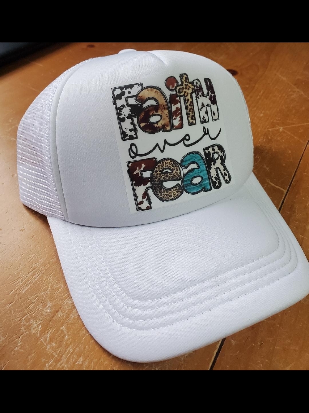 Faith Over Fear White Trucker Hat